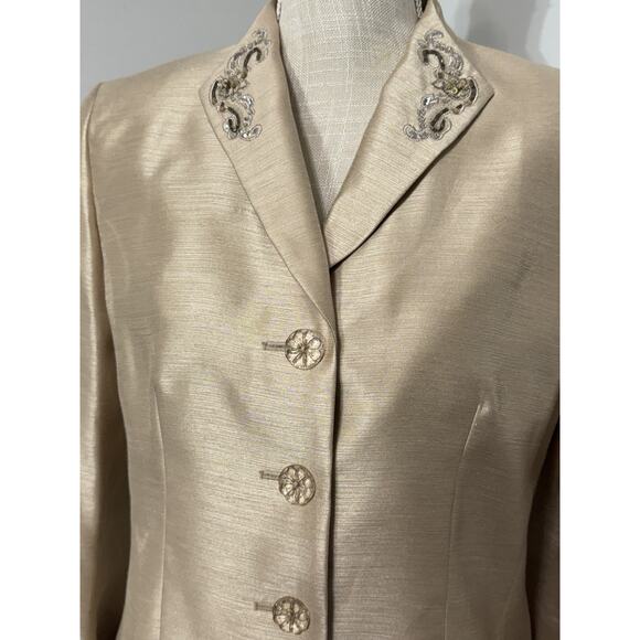 NEW Le Suit Skirt Suit Size 10P Champagne Tan Jacket & Skirt Set NWT $200 - Picture 2 of 4